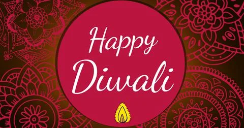 Digital composite image of happy diwali wishes text over mandala patterns on Stock Illustration