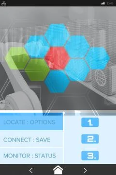 Digital composite image of hexagon shapes with text on screen Stock Photos