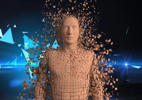 Digital composite image of human scattering over abstract background Stock Illustration