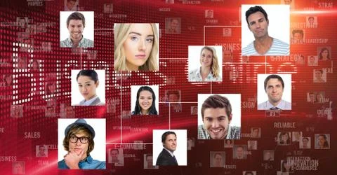 Digital composite image of portrait connected to each other Foto stock