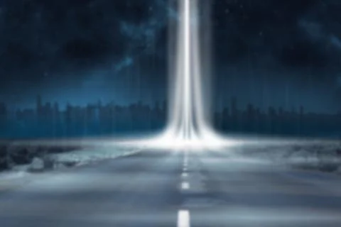Digital composite image of road leading sky Stock Illustration