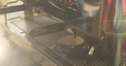 Digital composite image of spots of light against mid section of barista Stock Illustration