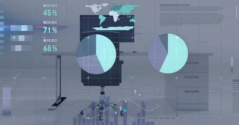 Digital composite image of statistical and financial data processing against Stockfoto's