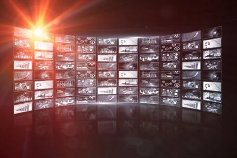 Digital composite image of various computer screens Illustrazione stock