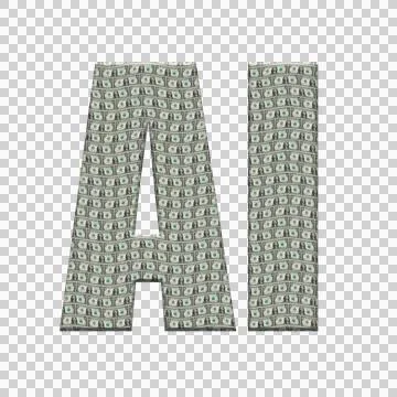 Digital composite. ..The letters AI - Artificial intelligence with an overlay Stock Illustration