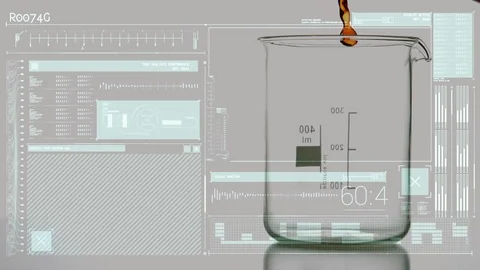 Digital composite of a liquid and measuring beaker Video stock 107405365
