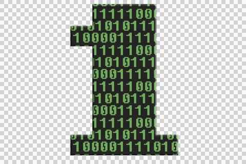 Digital composite. Number one with an overlay of a series of ones and zeros i Stock Illustration