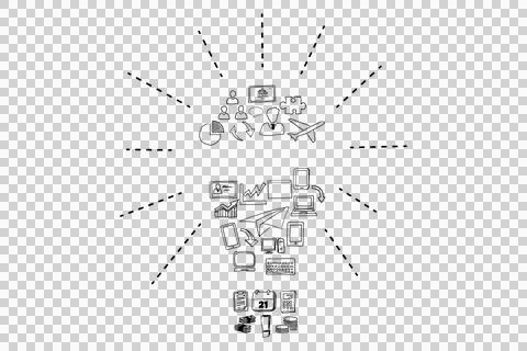 Digital composite of objects forming light bulb Illustrazione stock