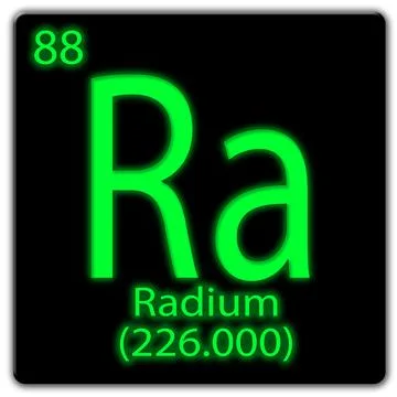 Digital composite - Ra Radium glowing in the dark. Radium was used as a Lumin Stock Illustration