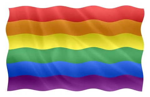 Digital composite. ..Rainbow coloured flag oft used in the context of gay pri Ilustração Stock