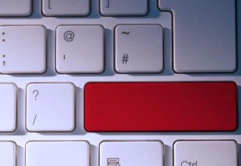 Digital composite of Red key on keyboard 스톡 사진