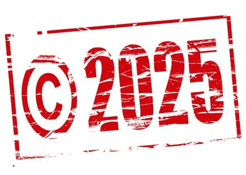 Digital composite. ..Red rubber stamp effect -  2025 copyright,.. intellectua Stock Illustration
