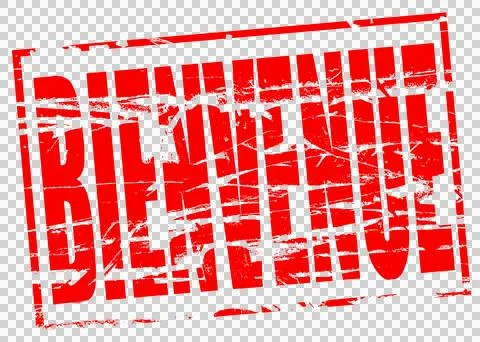 Digital composite. ..Red rubber stamp effect Bienvenue (Welcome in French)..P Stock Illustration