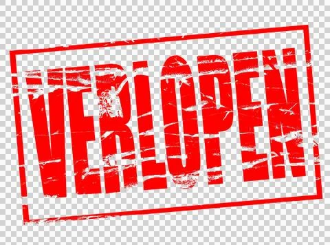 Digital composite  .Red rubber stamp effect. .Verlopen Dutch for Expired ..pa Stock Illustration