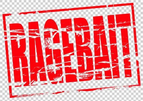 Digital Composite ..Red rubber stamp effect - Ragebait. ..Ragebaiting is a sl Stock Illustration