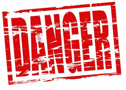 Digital composite Rubber stamp. Danger.Red, stamp, rubber, effect, rot, roter Stock Illustration