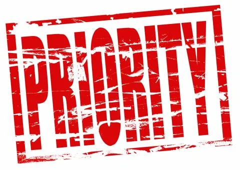 Digital composite Rubber stamp. Priority.Red, stamp, rubber, effect, rot, rot Stock Illustration