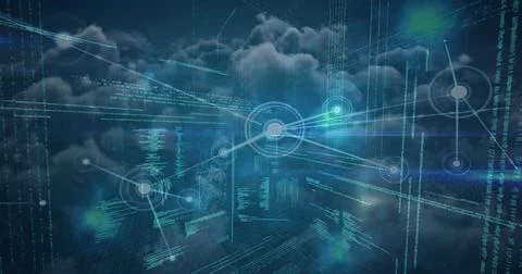 Digital composite of Science Composition Coded text in the background combined Foto stock