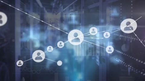 Digital composite showcases futuristic tech interface with financial data in a Stock Footage 327123054