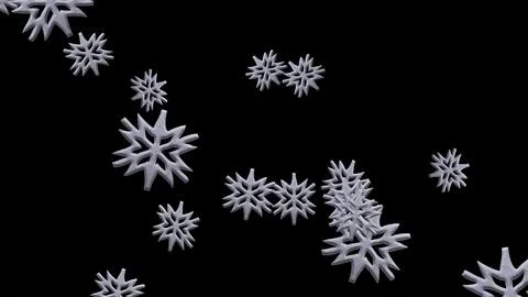 Digital composite. ..Snowflake shape with an overlay of snow on a black backg Illustrazione stock