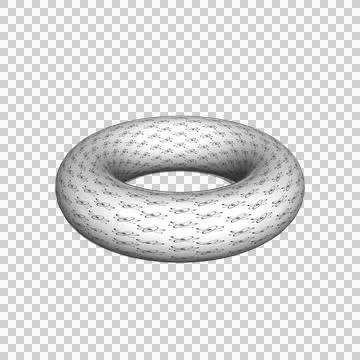 Digital composite. ..Torus (doughnut) shape with an overlay of atom symbols.  Stock Illustration