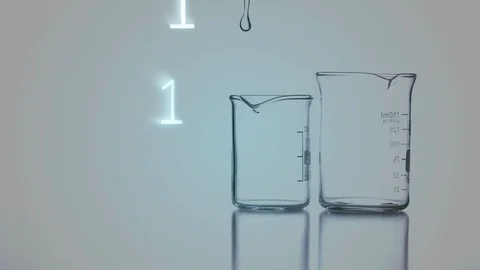 Digital composite of two beakers and the binary system Video stock 107405300