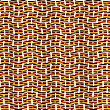 Digital composite Ugandan flag tiled waving pattern Stock Illustration