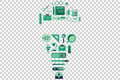 Digital composite of various objects forming light bulb Illustrazione stock