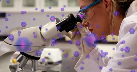 Digital composite video of network of connection with interface medical icons Video stock 133592447