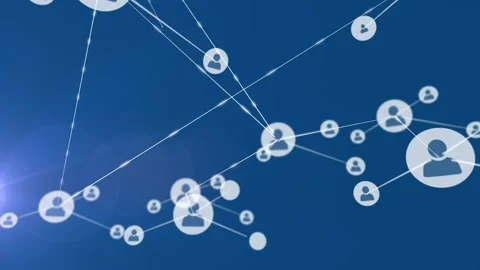 Digital composite video of network of connections against blue background Stock Footage 144801910