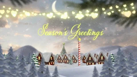 A digital composite of a video with snow over a winter scenery at night Stock Footage 220905481