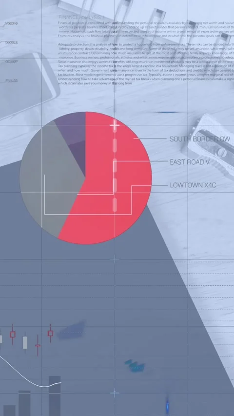 Digital composite video of statistical data processing against office equipment Video stock 331652922