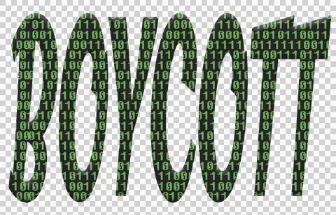 Digital composite ..The word Boycott with an overlay of binary computer scrip Stock Illustration