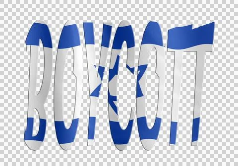 Digital composite. ..The Word Boycott with an overlay of the Israeli flag wit Stock Illustration