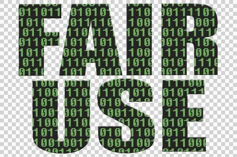 Digital composite - The word FAIR USE in impact style font with a binary over Stock Illustration