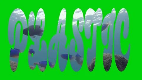 Digital composite. The word "plastic" with an overlay of an underwater scene  Stock Illustration
