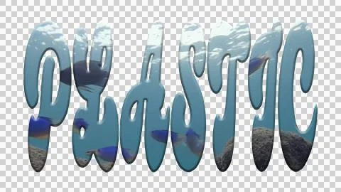 Digital composite. The word "plastic" with an overlay of an underwater scene  Stock Illustration