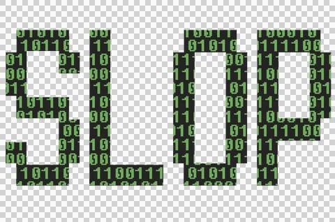Digital composite - The word SLOP in computer style font with a binary overla Stock Illustration