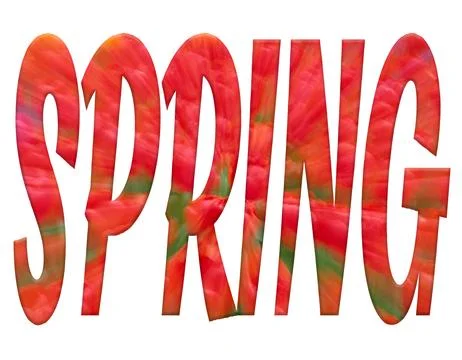 Digital composite. .The word Spring with an overlay of an explosion of red tu Stock Illustration