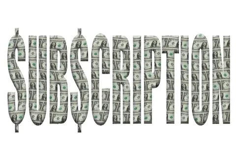 Digital composite ..The word subscription with the ss substituted for dollar  스톡 일러스트