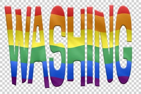 Digital composite. ..The word WASHING with an overlay of the rainbow coloured Stock Illustration