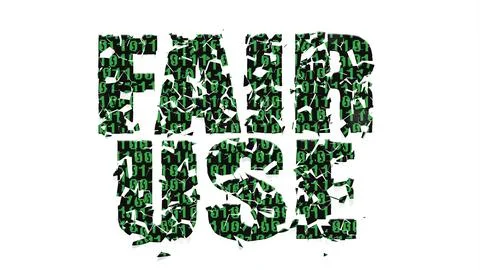 Digital composite - The words FAIR USE in impact font with a binary overlay c Stock Illustration