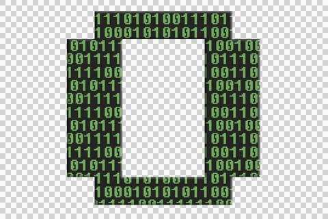 Digital composite. Zero with an overlay of a series of ones and zeros in a co Stock Illustration