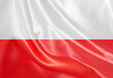 Digital composite..Polish flag on satin material, .. Stock Illustration