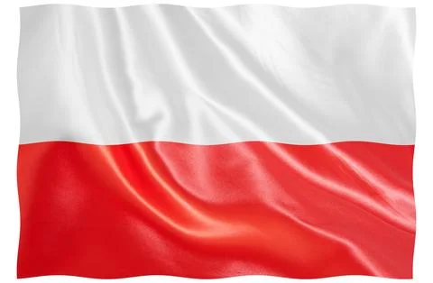 Digital composite..Polish flag on satin material, .. Stock Illustration