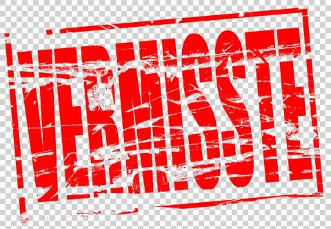 Digital composite...Red rubber stamp effect - Vermisste (missing in German.) Stock Illustration