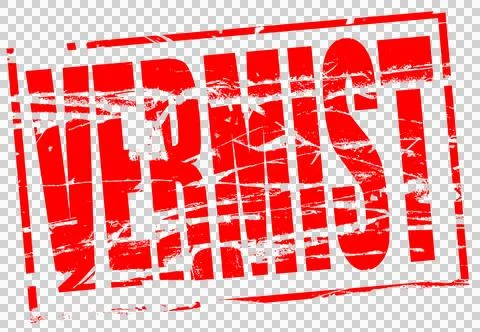 Digital composite...Red rubber stamp effect - Vermist (missing in Dutch). Per Stock Illustration
