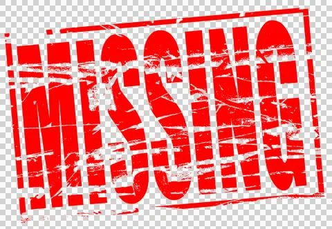 Digital composite...Red rubber stamp effect - Missing. Perhaps referring to a Stock Illustration