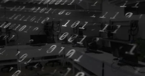 Digital composition of binary coding digital data processing against empty イラスト素材