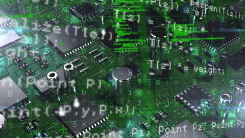 Digital composition of financial data processing against microprocessor Vídeo Stock 147870648